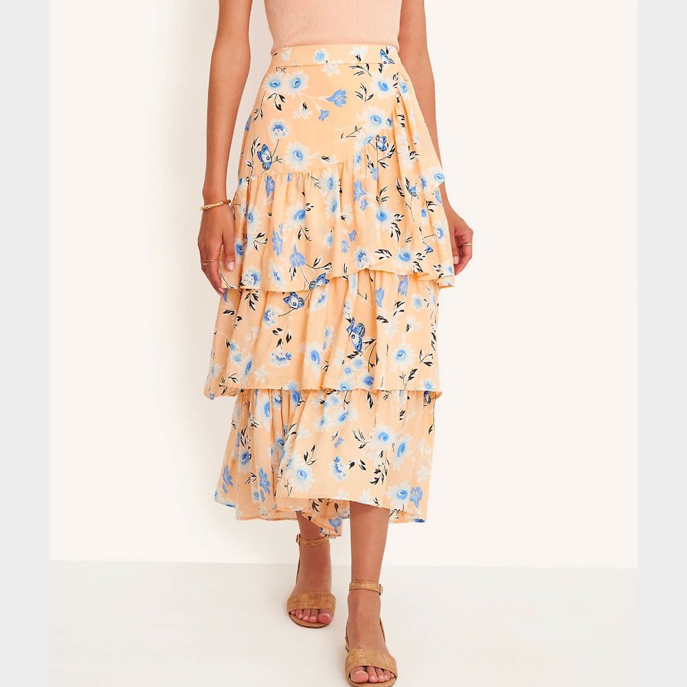 NWT Ann Taylor Floral Tiered Flounce Maxi Skirt